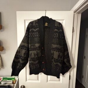 Vintage Black and Gray Cardigan Sweater